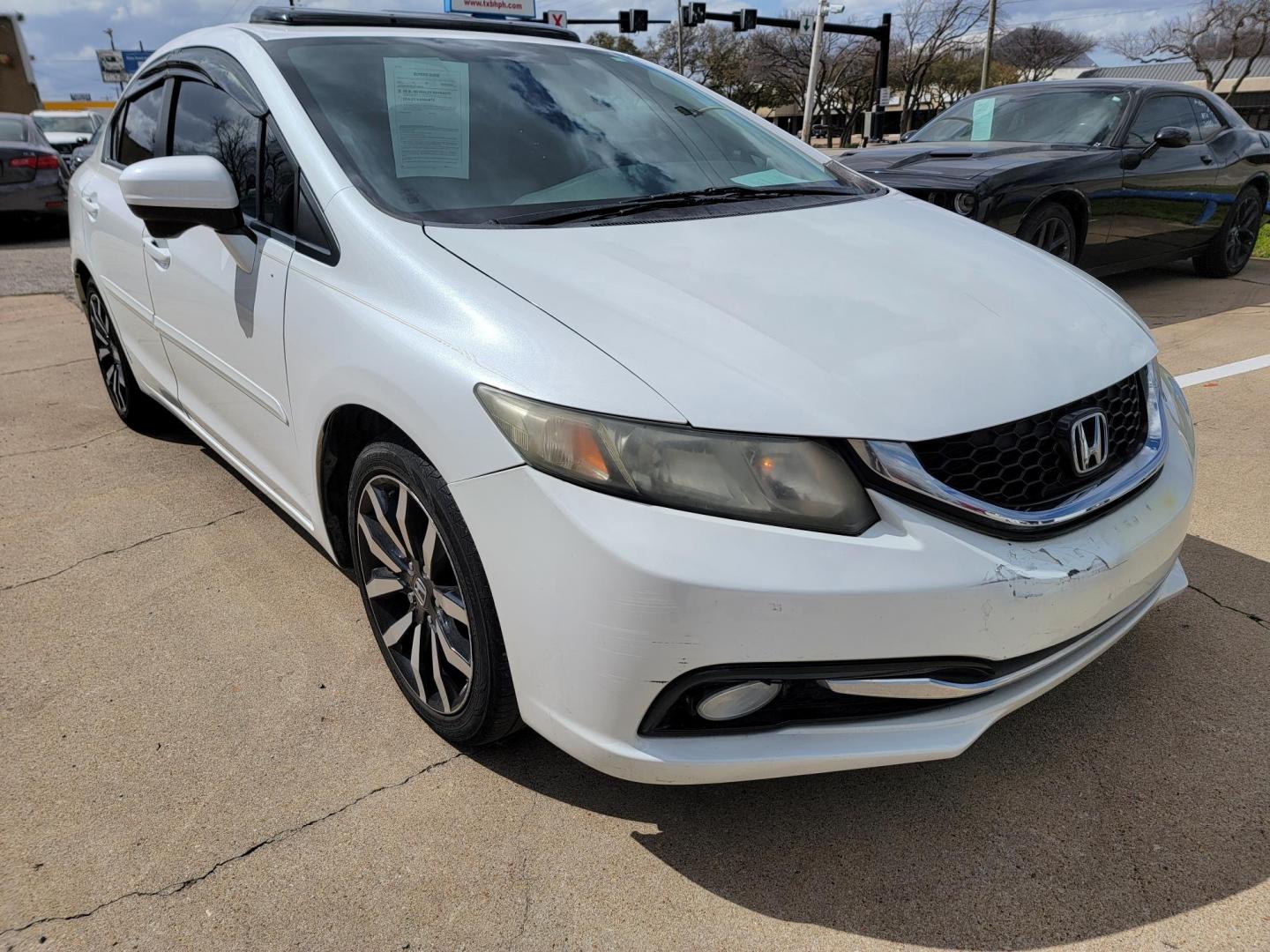 2015 White Honda Civic EX-L Sedan CVT (19XFB2F91FE) with an 1.8L L4 SOHC 16V engine, Continuously Variable Transmission transmission, located at 2020 East Division Street, Arlington, TX, 76011, (817) 801-3191, 32.742390, -97.076874 - Texass premiere Buy Here Pay Here with No Credit Check {score} at 2020 East Division Street Arlington, Texas in the center of Dallas, Fort Worth metro area. For in house auto financing in Lancaster, Waxahachie, Cleburne or Sherman call 817-801-3191. Denton, McKinney, Waco and Weatherford shoppers wa - Photo#0