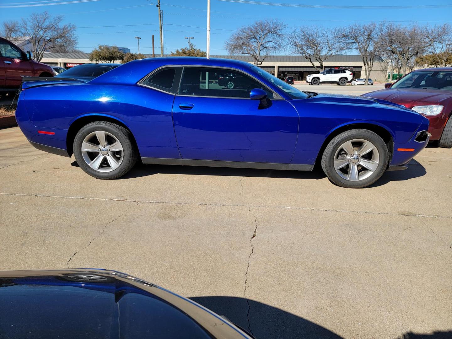 2020 Blue Dodge Challenger SXT (2C3CDZAGXLH) with an 3.6L V6 DOHC 24V engine, 8A transmission, located at 2020 East Division Street, Arlington, TX, 76011, (817) 801-3191, 32.742390, -97.076874 - Photo#2