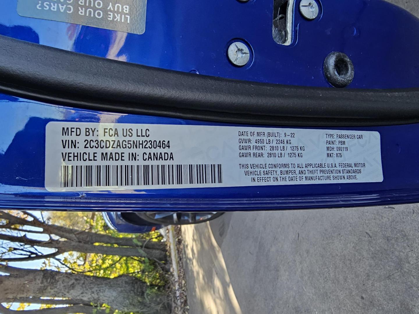 2022 Blue Dodge Challenger SXT (2C3CDZAG5NH) with an 3.6L V6 DOHC 24V engine, 8A transmission, located at 2020 East Division Street, Arlington, TX, 76011, (817) 801-3191, 32.742390, -97.076874 - Photo#26