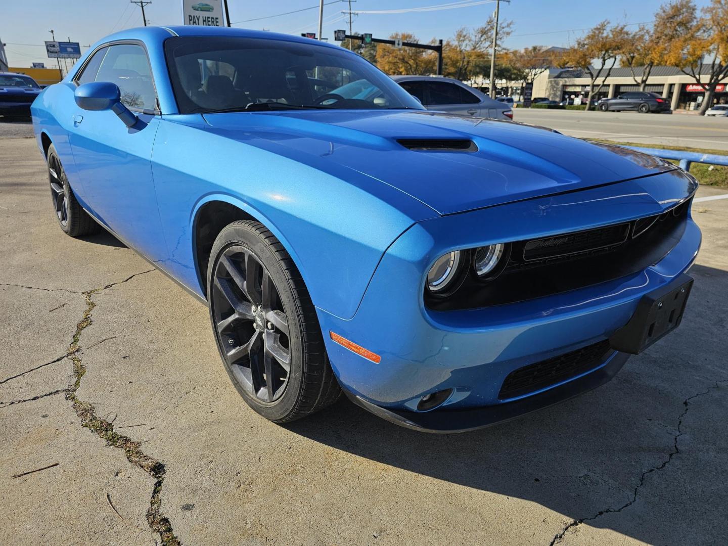 2019 Blue /Dark Gray Dodge Challenger SXT (2C3CDZAG2KH) with an 3.6L V6 DOHC 24V engine, 8A transmission, located at 2020 East Division Street, Arlington, TX, 76011, (817) 801-3191, 32.742390, -97.076874 - Photo#0